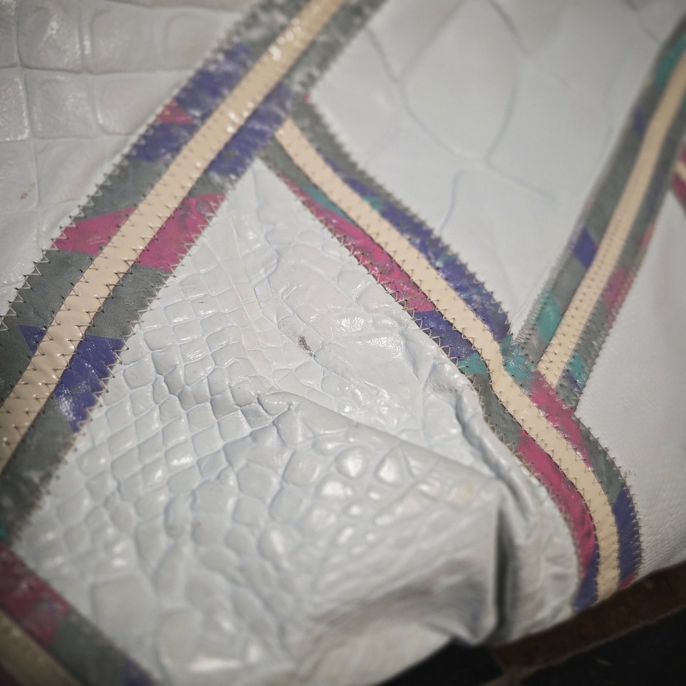 Vintage 80s Fifth Avenue Handbags White Faux Croc Pastel Shoulder Bag USA - Picture 2 of 8